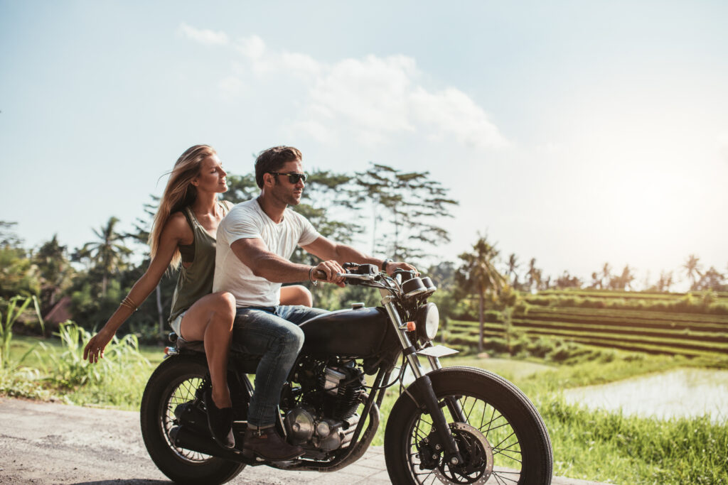 Young couple on motorbike